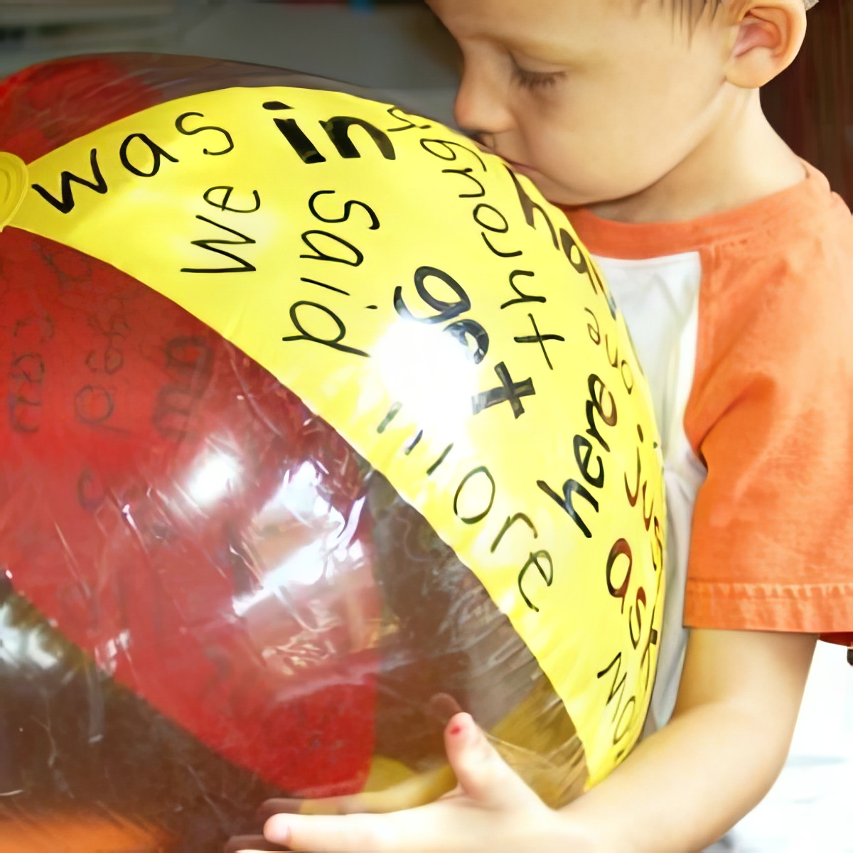 Have fun playing a beach ball while learning sight words with your kids!
