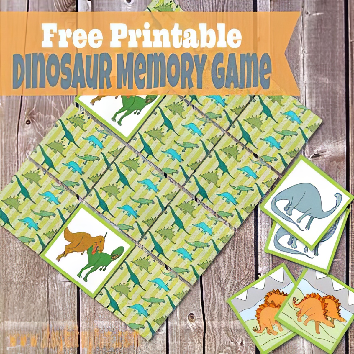 Dinosaur Memory Game, printable board games