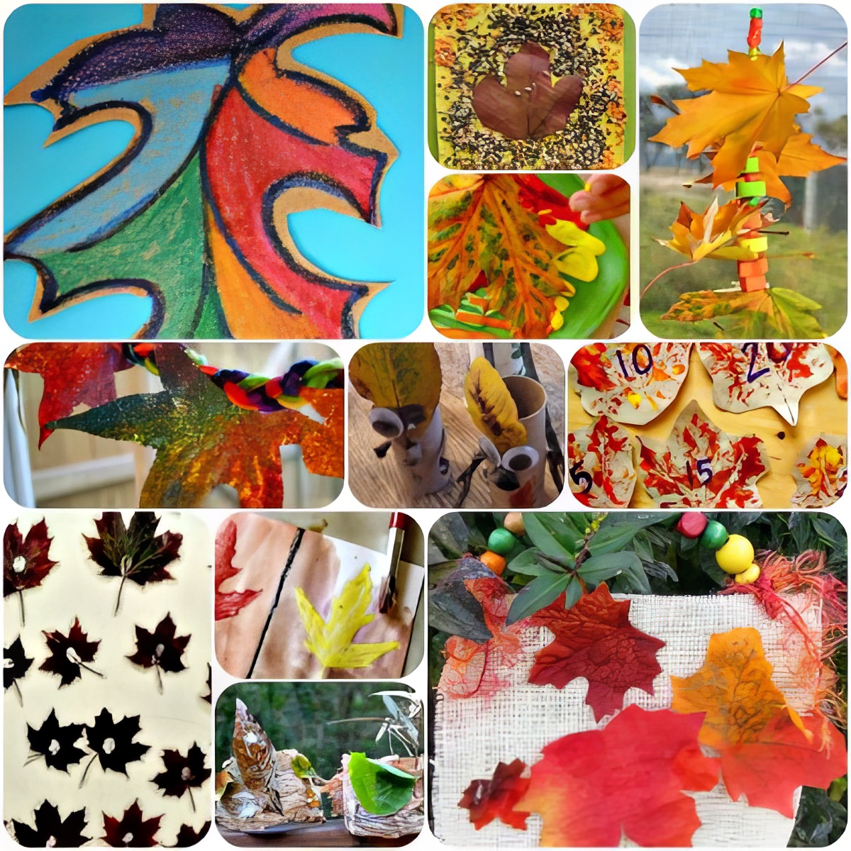 13-leafy-crafts-and-activities-for-kids, creative leaf crafts for kids