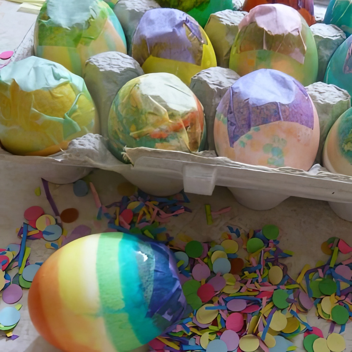 Get dirty yet having fun by putting some confetti to those Eggs for the Easter egg hunt!