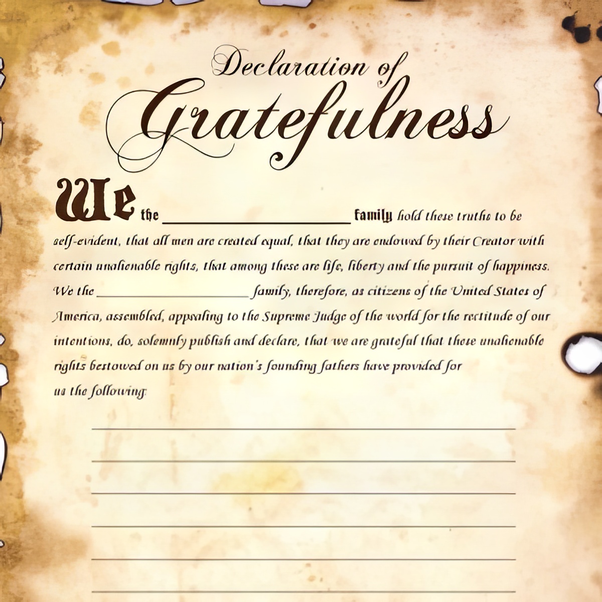 declaration of gratefulness