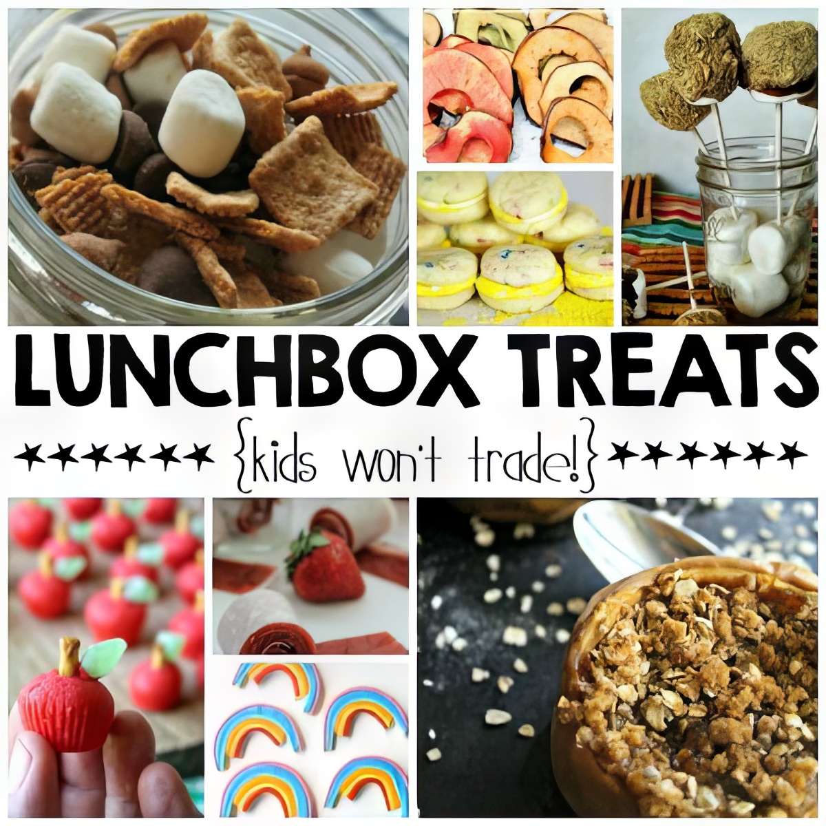 Collage of Easy-to-Make and Yummy Lunchbox Treats {Kids Won't Trade!} - Kids Snacks