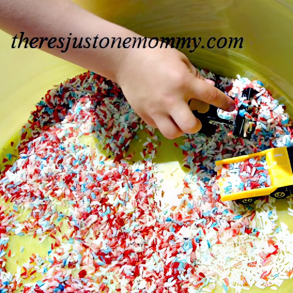 patriotic sensory play using colored rice as sensory bins for preschoolers