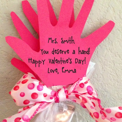 Valentine Handprints Tag - the sweet fragrance of the hand soap with a sweet message perfect for your kids teacher