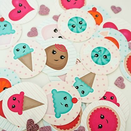 printable match game - cute ice cream, hearts, and other characters to match for valentine's day as a kids game