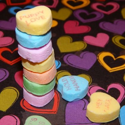 Stacking Heart - heart candies with words on them stacked on top of each other