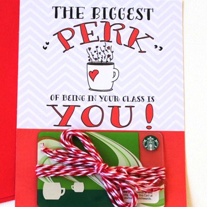 Starbucks gift card - a gift card for teachers who loves coffee that they can use this valentines day