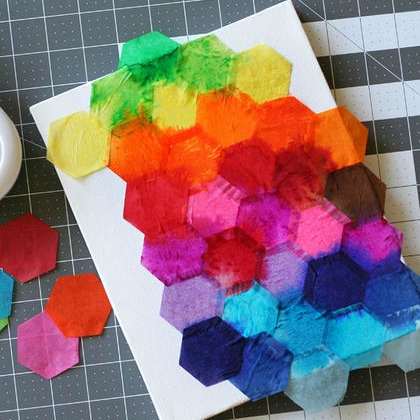 Try to make this lovely hexagonal tissue art craft with your kids today!