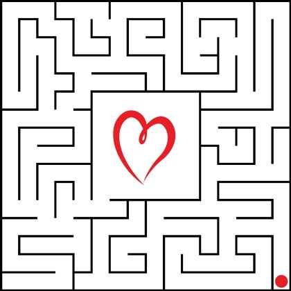 magnetic Valentine Maze - heart drawn in the middle of a maze