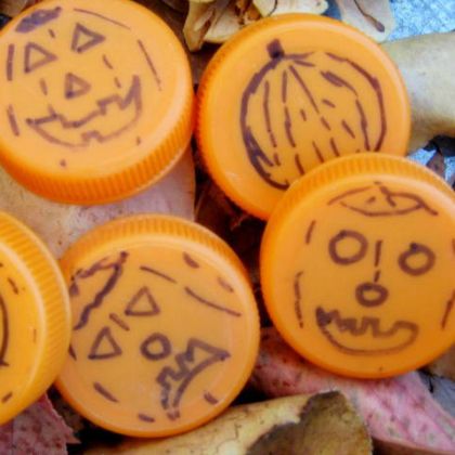 milk cap pumpkins,, Fun Halloween Activities For Toddlers