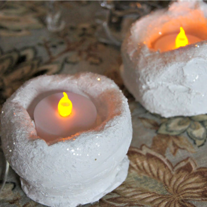 sparkly snow candle holders, Indoor Snow Play Ideas for Kids