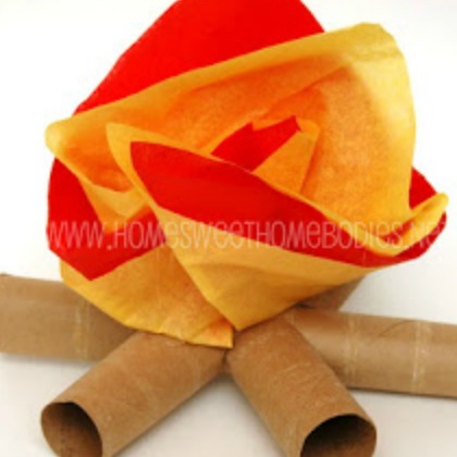 DIY mini tissue paper campfire with the kids today!