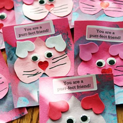 valentine_kitty1_0, Newspaper heart craft, 17 lovely heart craft ideas, valentine projects, valentines art, heart arts for kids, heart crafts, easy valentine projects
