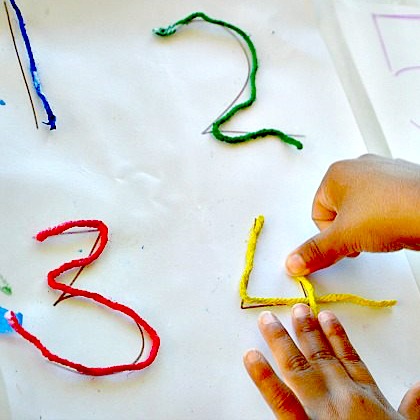 yarn numbers, fine-motor-skills-practice-for-toddlers, fun fine motor activities