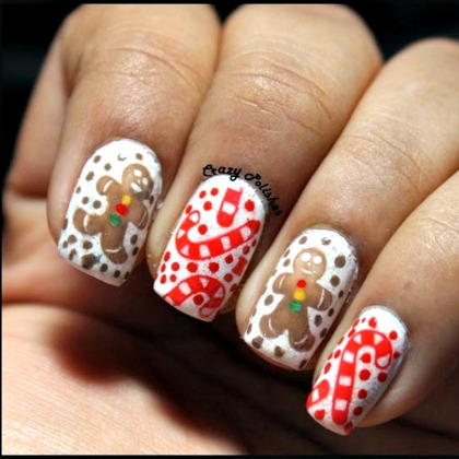 CANDY CANE GINGERBREAD NAILS