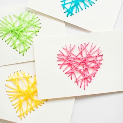 YARN HEARTS CARD, Super Easy Yarn Crafts For Kids