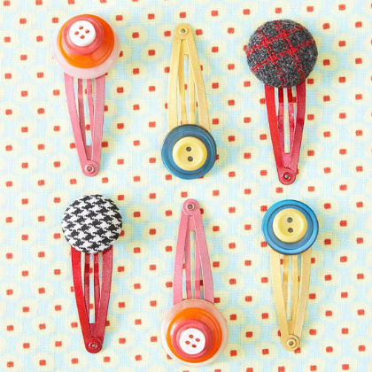 button barrettes, Super Cute Button Crafts for Kids