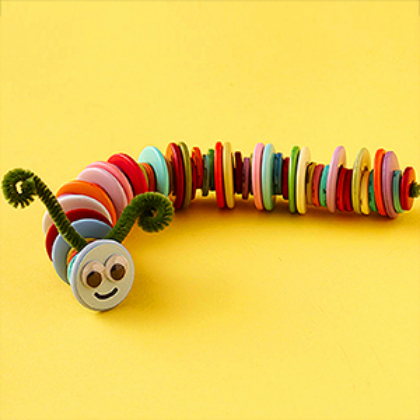 button caterpillar, Super Cute Button Crafts for preschoolers