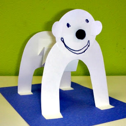 standing polar bear crafted out of paper