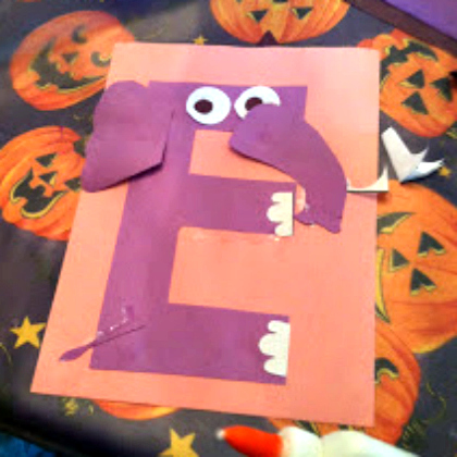 Cut A Big E for Elephant with your kindergarteners