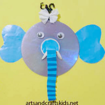 Turn Old CDs into an Elephant Craft with your kindergarteners!