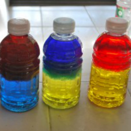 color mixing bottles. Mix Colors with Discovery Bottles. Red, Blue, Yellow. Sensory Bottle