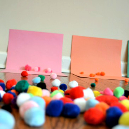 color sort target practice, Pom-Pom Activities for Toddlers, Play ideas for toddlers, kids crafts, kids activities