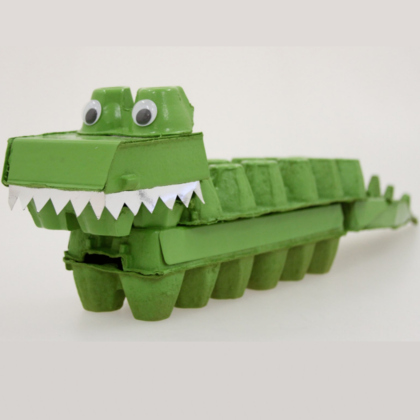 Green Crocodile Egg Carton Craft with big teeth