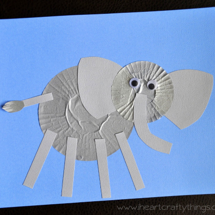 Cupcake Liner Elephant Craft for kindergarteners