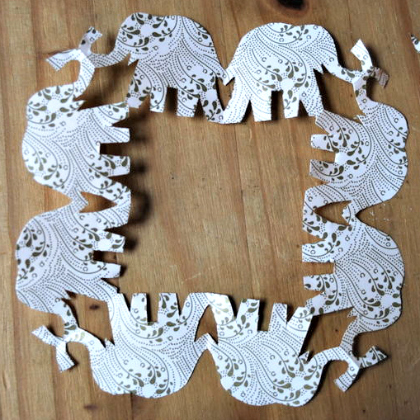 Kirigami Japanese Paper Cutting Style Elephant Craft for kindergarteners