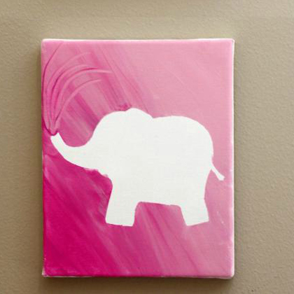 Elephant Silhouette Canvas Artwork for kindergarteners!
