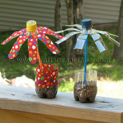 Add these beautiful bottle flowers in the garden now with your kids!