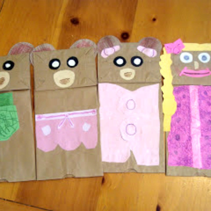 goldilocks and the three bears paper bags crafts for preschoolers!