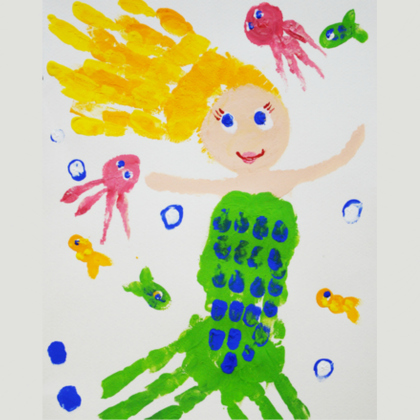 handprint mermaid, Under the Sea Crafts for Kids