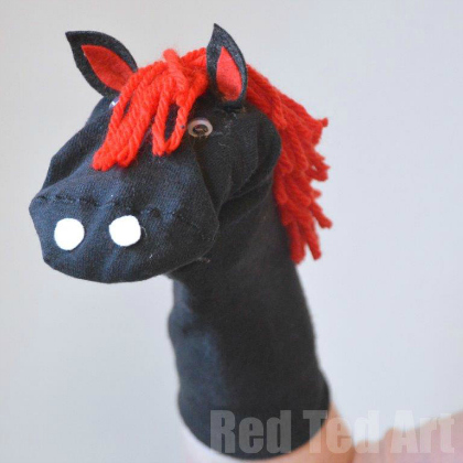 horse puppet, no-sew crafts for kids, creative no sew crafts