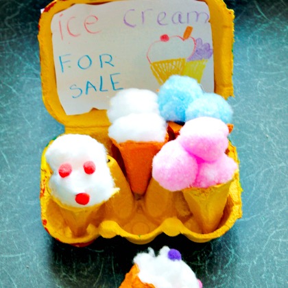 egg carton ice cream cones for the kids!