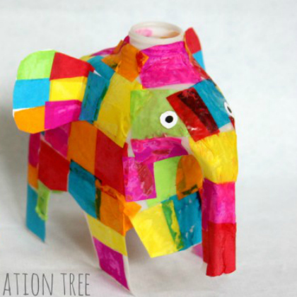 Milk Jugs Elephant Elmer Craft for kidergarteners!