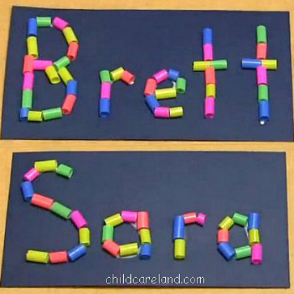 name plaques, Silly Straw Activities for 5-Year-Olds
