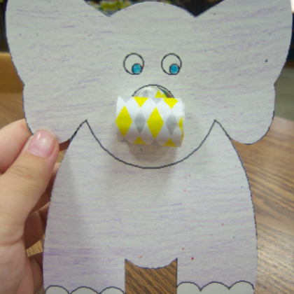 noisemaker nose elephant craft for kindergarteners!