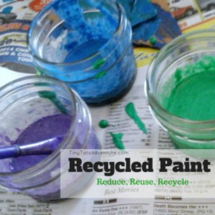 Playful Paint Recipes: Recycled Paint, playful paint recipes, paint ideas, diy paint, painting crafts, edible paint for kids, paint recipes at home