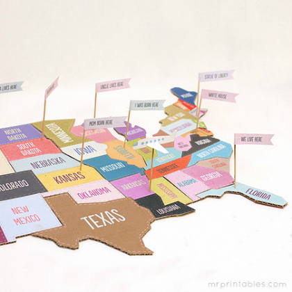 printable map puzzle - US states and puzzle activities for kids