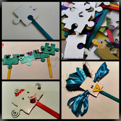 puzzle piece art puppets for kids and preschoolers