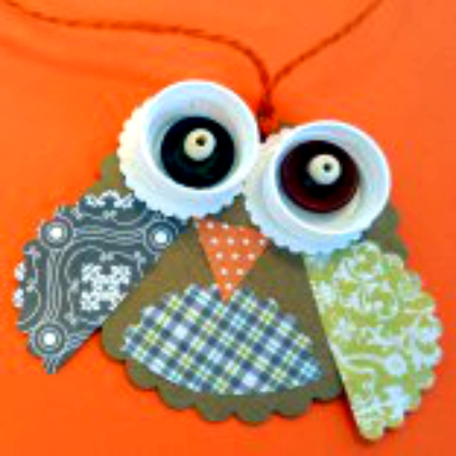 recycled owl pendant