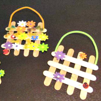 spring flowers on popsicle stick garden gates - great craft for kids