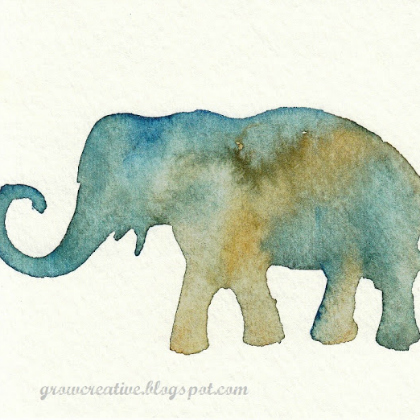 Stenciled Watercolor Elephant for kindergarteners!