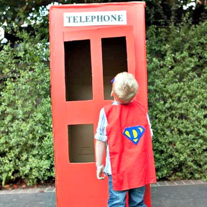 superhero phone booth, Cardboard Forts, Cardboard projects, ways to play with cardboards, crafts for big kids, cardboard boxes crafts