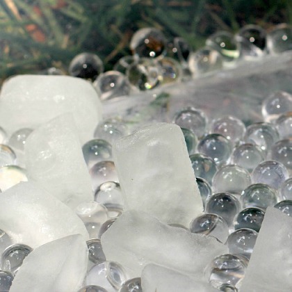 Frozen Coconut Water Bead Bin and Ice Cubes-25 enjoyable whacky ways to play with water beads