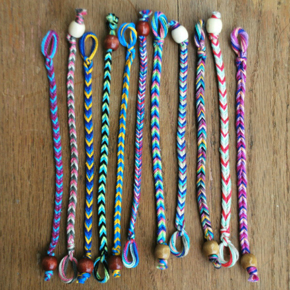 chevron pattern bracelets. 3 colored thread woven together