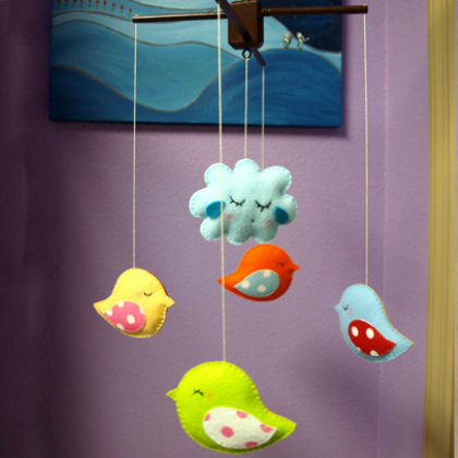 colorful bird mobile, 25 Homemade Mobiles for Babies