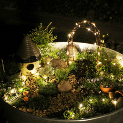 lit fairy garden